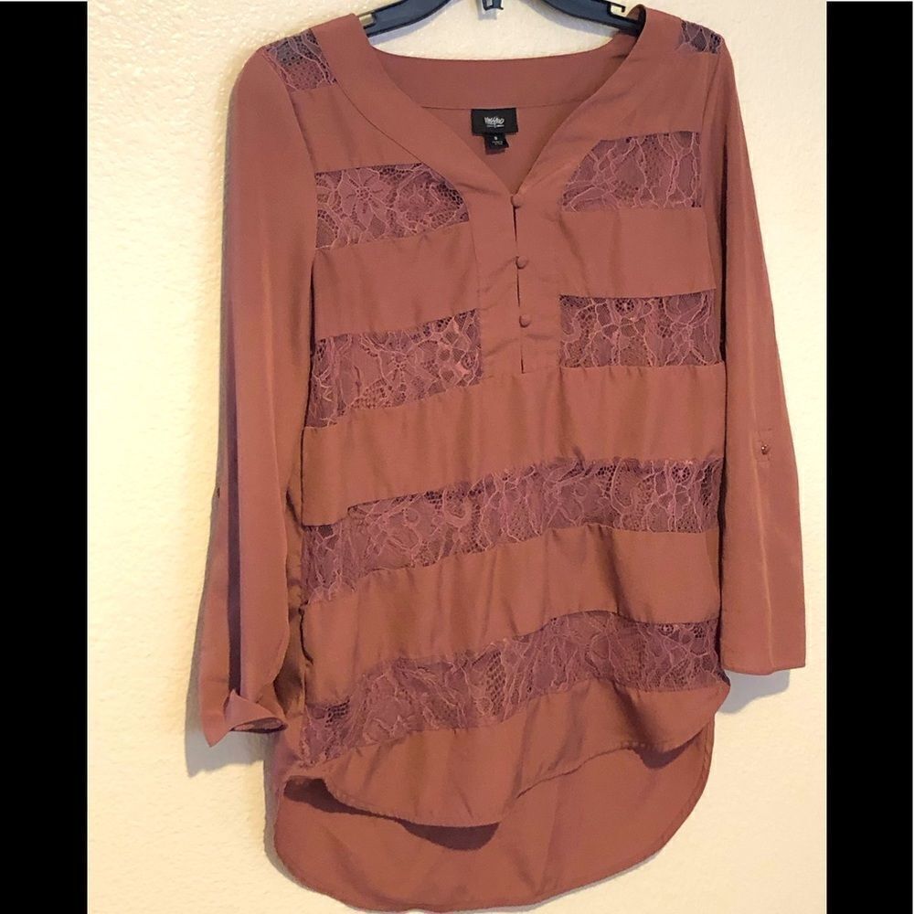Mossimo Women’s Long Sleeved Blouse In Mauve Size Small